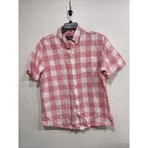 Vintage Chaps Ralph Lauren Button-Up Shirt Men's Size XL Red Plaid Linen Blend